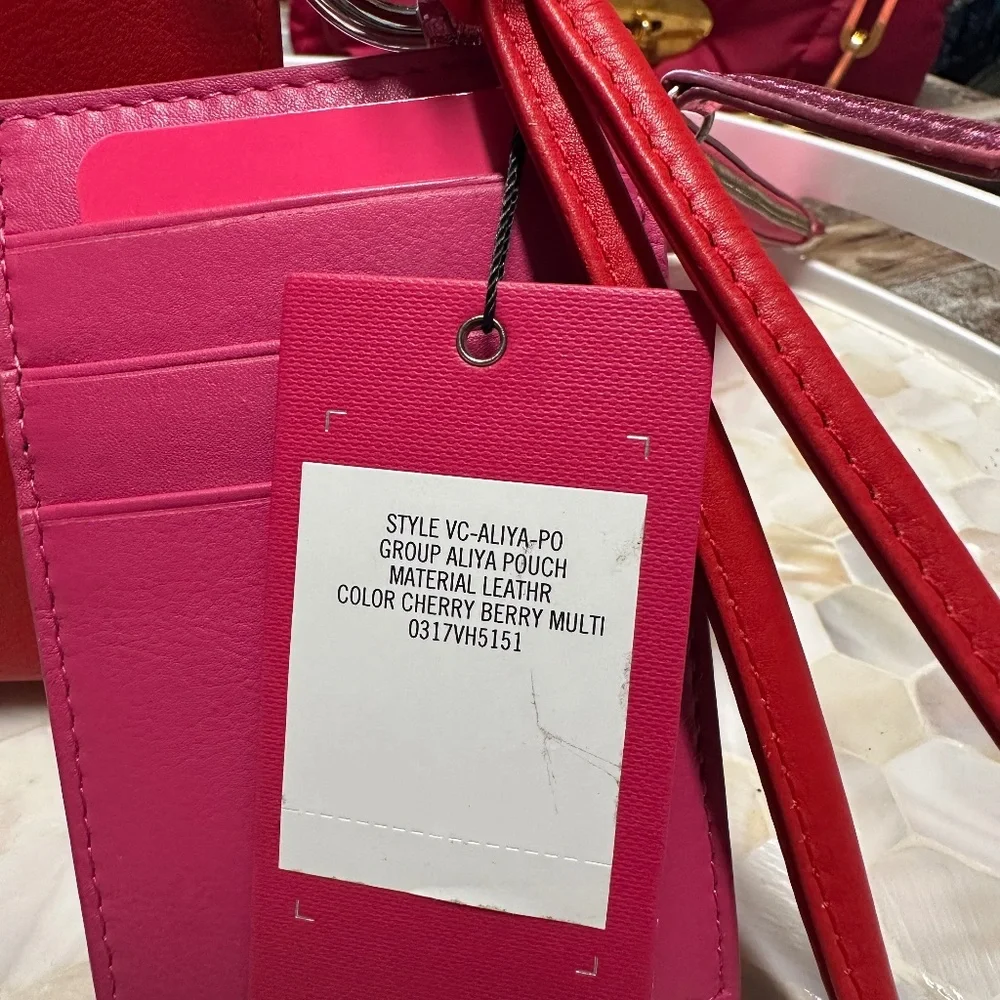 Beautiful Leather Vince Camuto Aliya Pouch Set Multicolor!